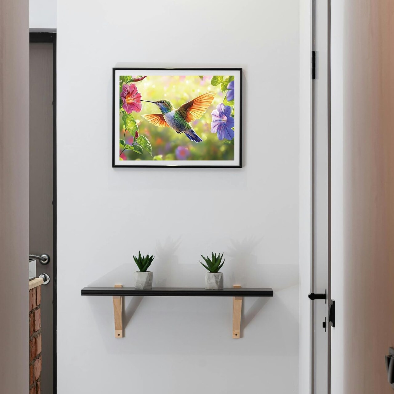 Hummingbird Diamond Painting Kits for Adults - 12x16 Inch Bird and Flowers 5D Diamond Art - DIY Full Round Drill Gem Painting by Numbers - Rhinestone Embroidery Craft for Home Wall Decor
